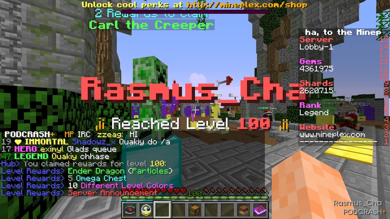 Rasmus_Cha &mdash; Mineplex Level 100