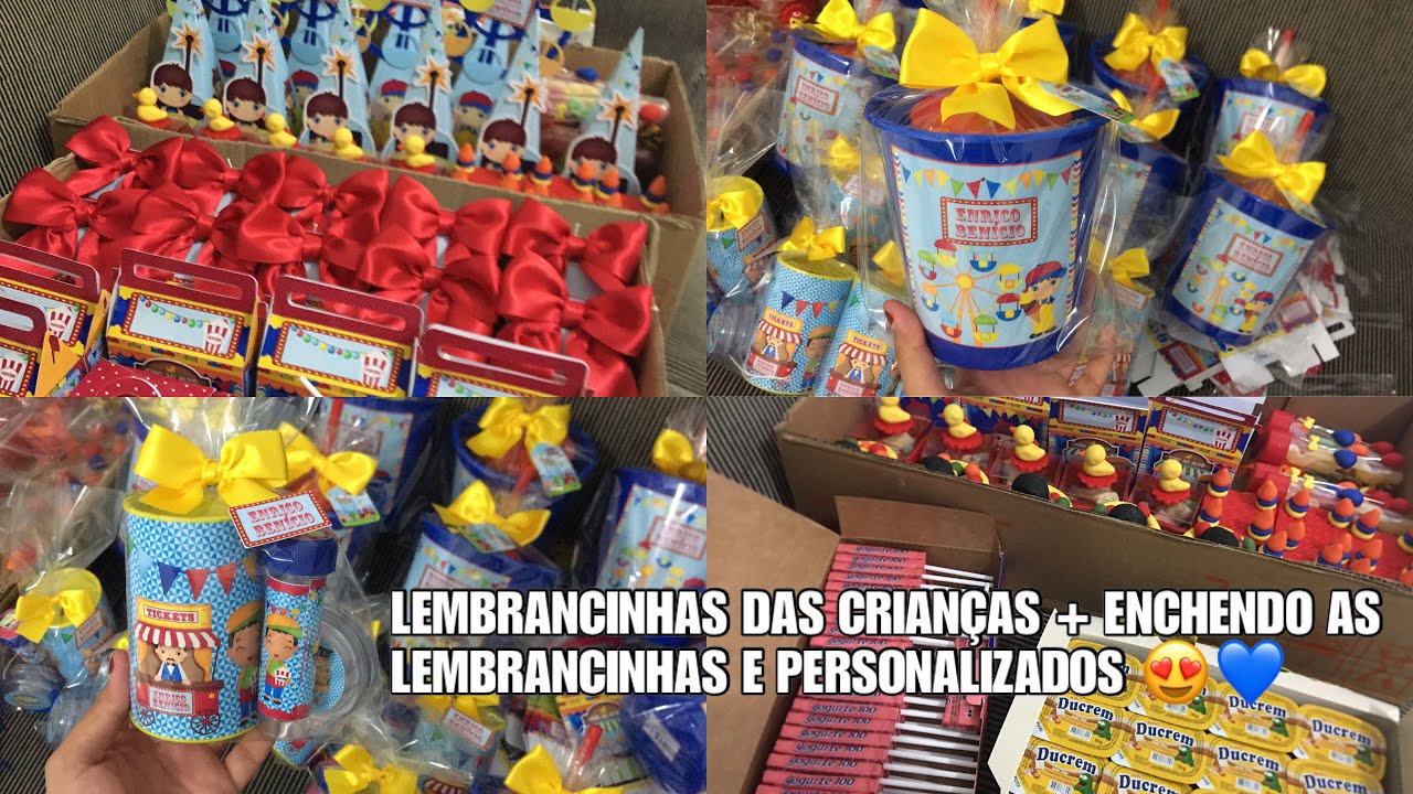 LEMBRANCINHAS DAS CRIANÇAS + ENCHENDO LEMBRANCINHAS E PERSONALIZADOS😍💙 TEMA PARQUE DE DIVERSÕES