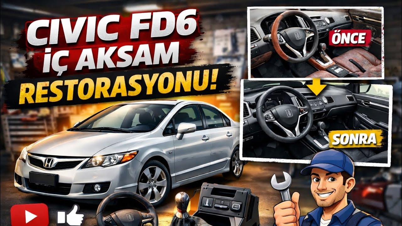 Araç İçi Yenileme, Honda Civic FD6, Part-2 / (8th Civic Vehicle İnterior Renovation DIY)