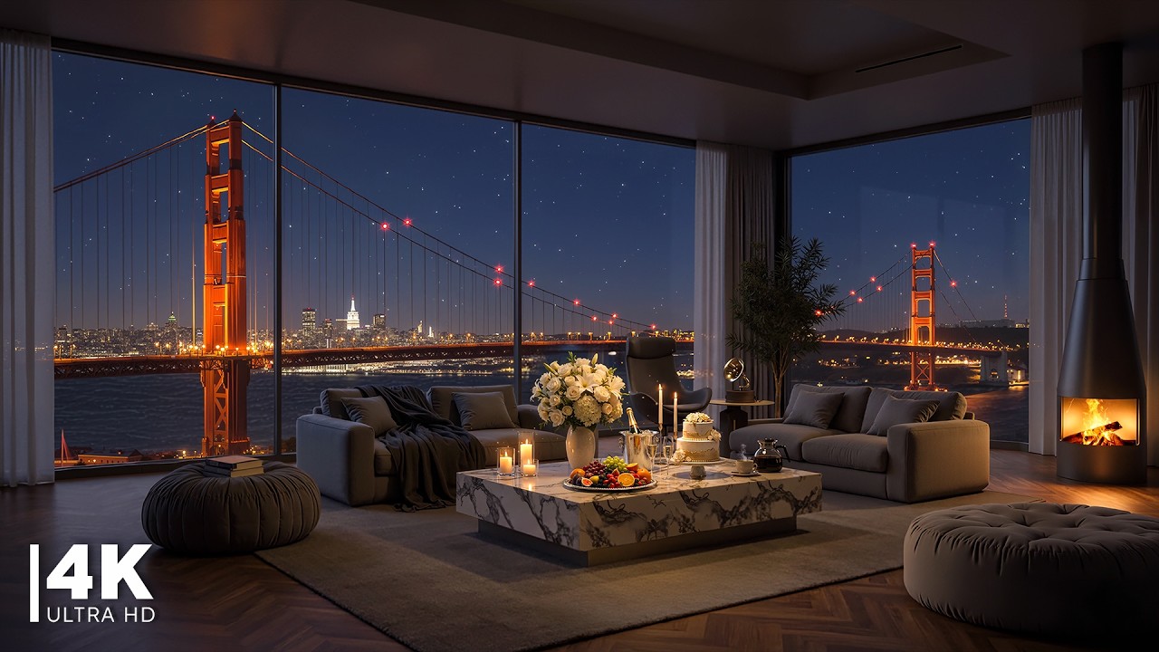 Luxury Apartment Jazz in San Francisco 4K | Smooth Jazz Instrumental Music for Relax & Sleep