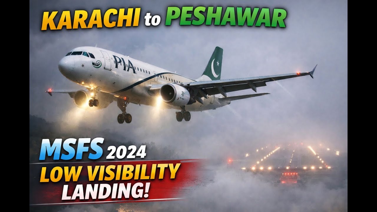 LIVE: Karachi to Peshawar / PIA Airbus A320 / MSFS 2024 / Low Visibility Ops