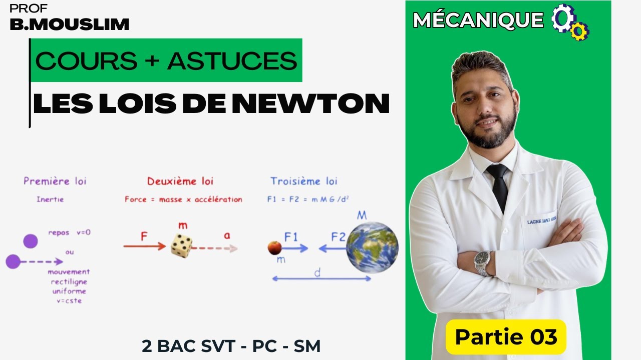 Cours + Astuces - Partie 03 - Les lois de Newton - Mécanique - 2 BAC - Prof Mouslim