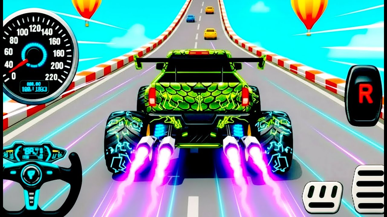 Mega Ramp Monster Car Racing 3D - Extreme Car Stunts -Android Gamepla #MegaRamp #3DGames #CarRacing