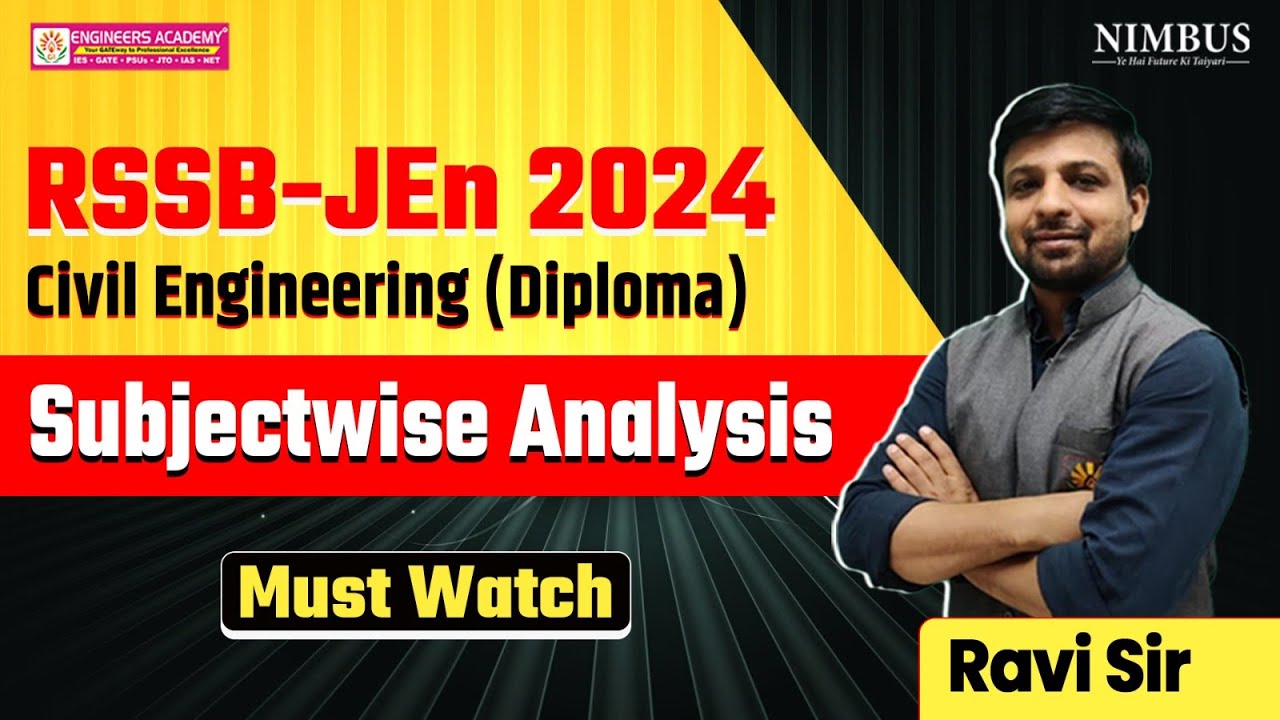 RSSB JEn 2024 | Subjectwise Syllabus Analysis For RSMSSB JE 2024 Civil Engg. Diploma | Must Watch