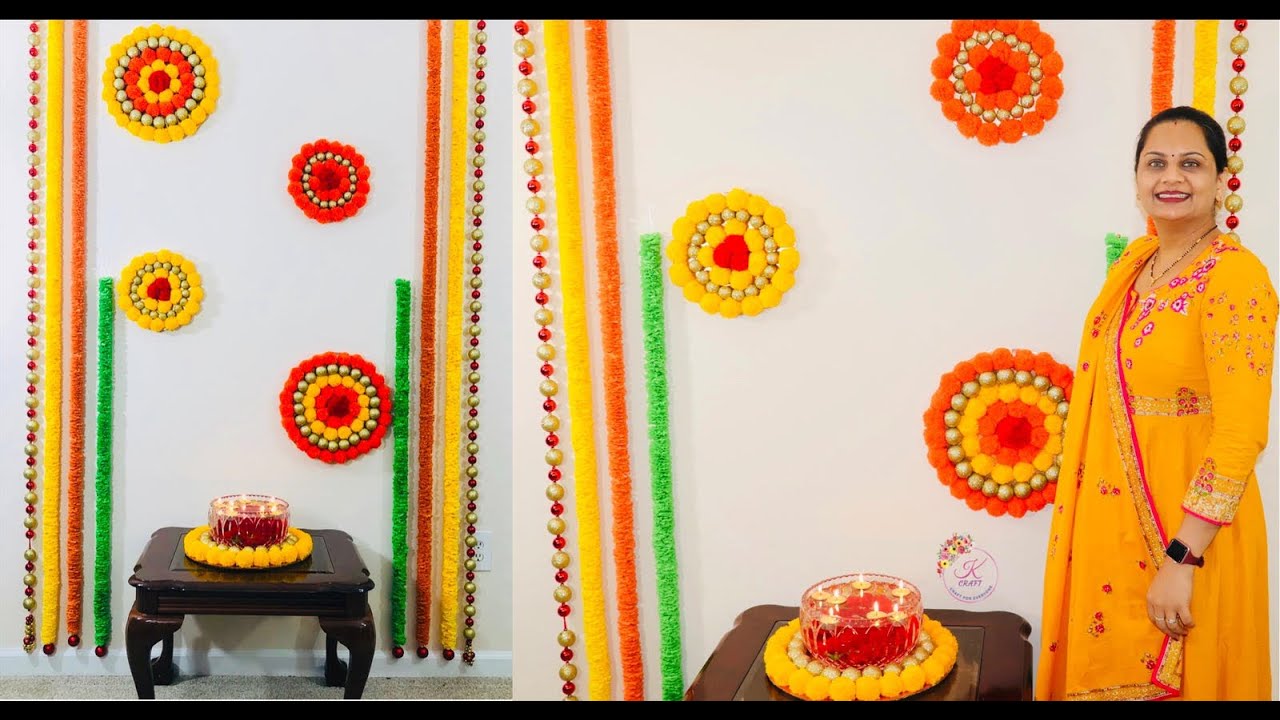 DIY Diwali decorations Ideas at home | Pompom rangoli decoration ideas | Colorful Diwali decoration