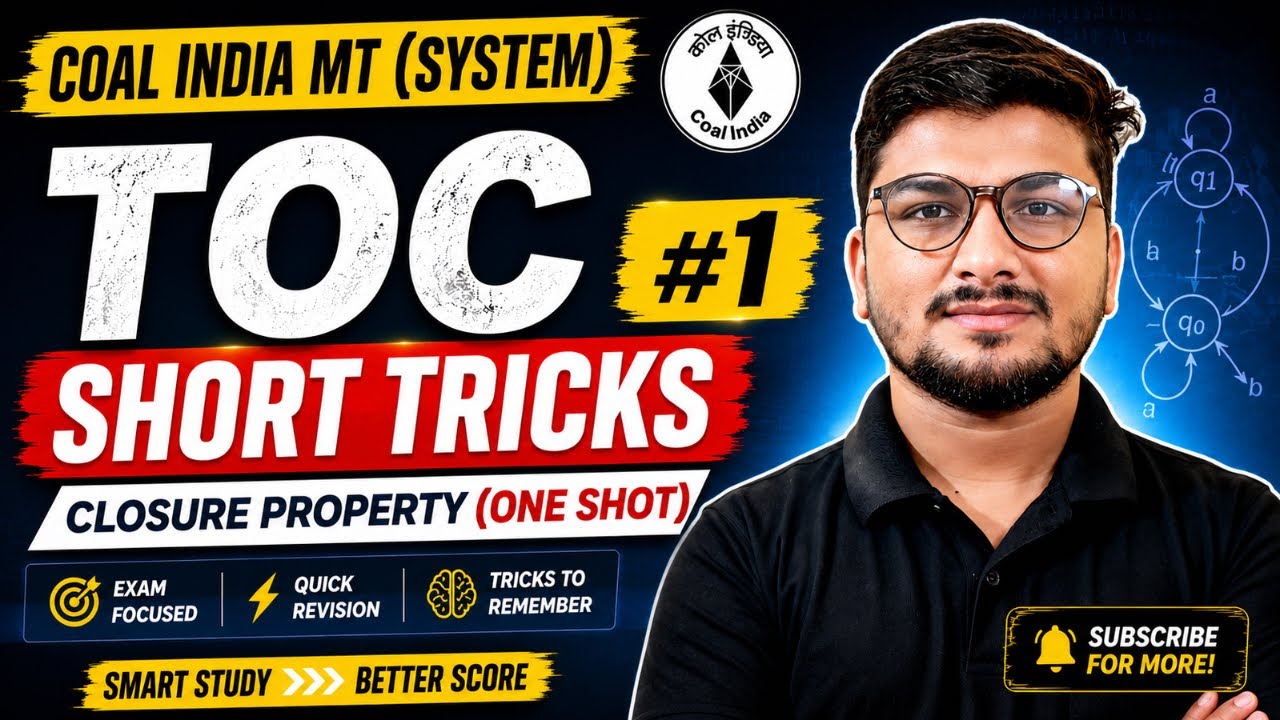 Coal India MT (System) 2026 , TOC Short Tricks 1 | TOC Revision | CIL System One Shot of Imp Topics