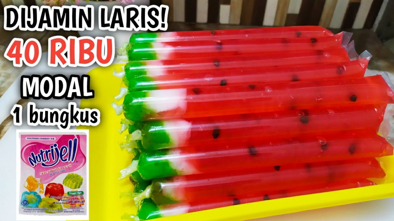 MODAL 1 BUNGKUS NUTRIJELL JADI 40 RB | RESEP ES LILIN SEMONGKO 4 RASA BUAH | IDE JUALAN 1000-AN