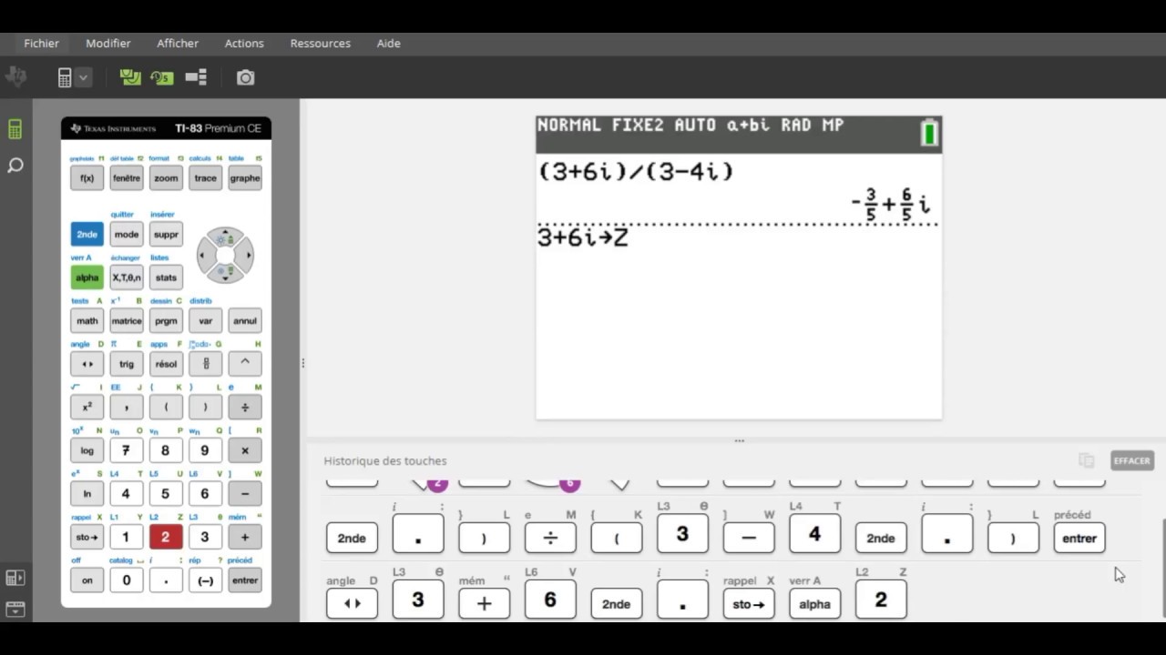 Effectuer des calculs sur les nombres complexes avec la TI-83 Premium CE (Partie 1)