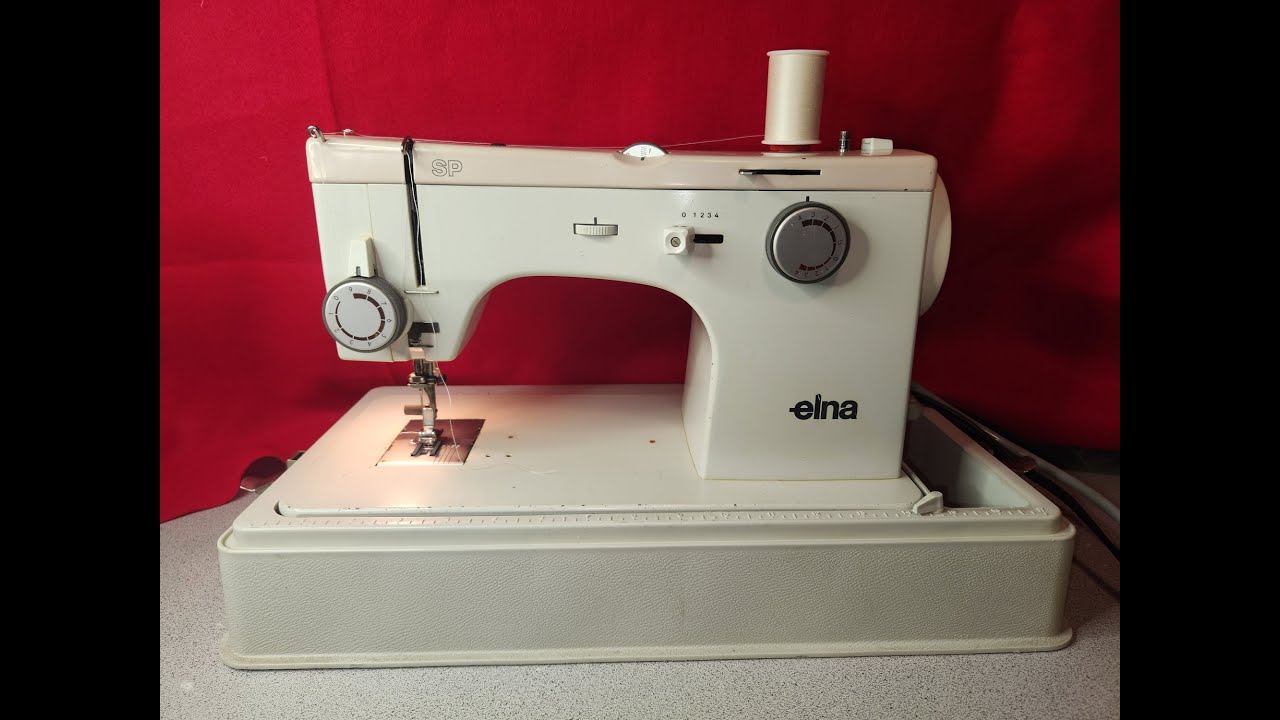 Vintage Elna SP Precision Heavy Duty Zigzag Sewing Machine Demo, Threading, Bobbin Winding, Sewing.