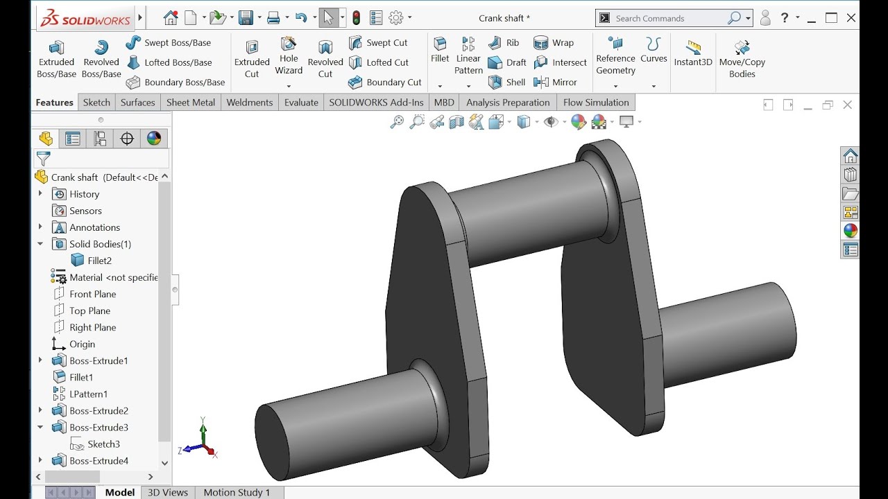 Crank Shaf 3D Model [Solidworks]