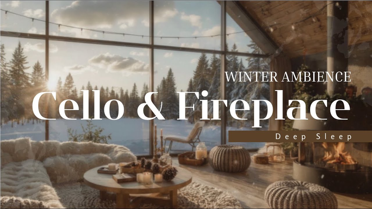 8-Hour Fireplace & Cello | Snowy Evening Warmth and Cozy Ambience