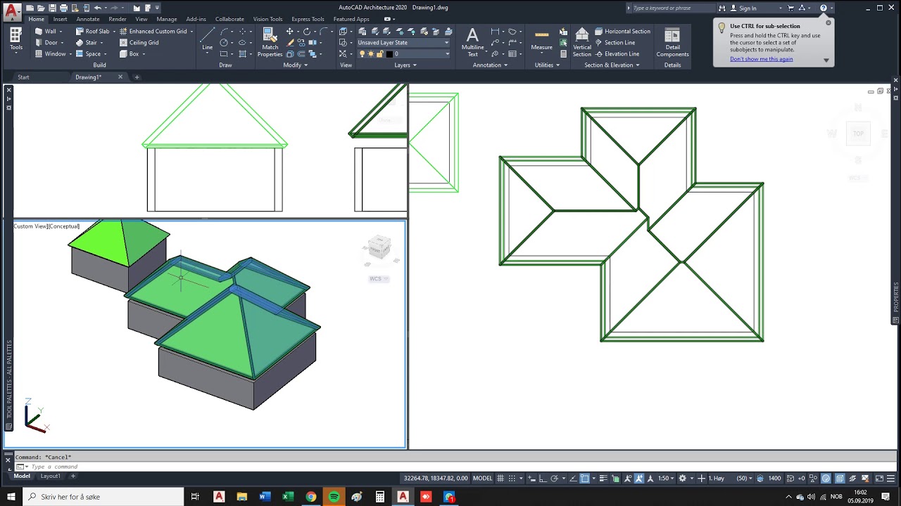 Autocad 3D Architecture 2020 curso básico capítulo 7 (cubiertas)