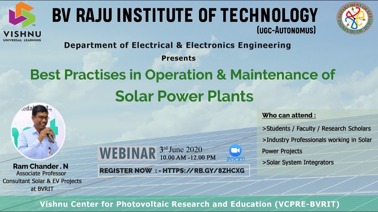Best Practices in Operation & Maintenance of Solar Power Plants