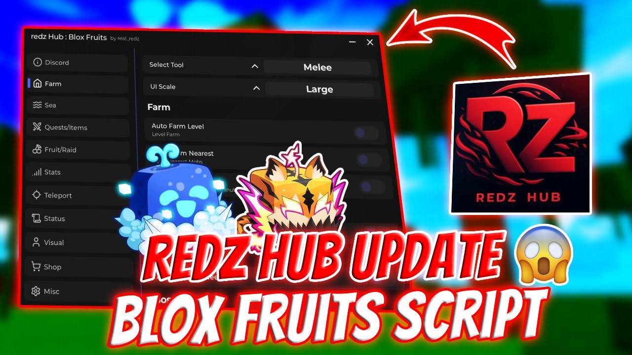 Обновление скрипта Blox Fruits REDZ HUB &ndash; автоматическая ферма, морское событие, мастерство, гонк...