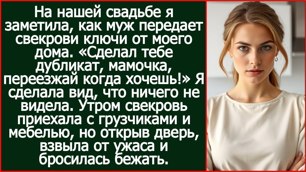На нашей свадьбе я заметила, как муж передает свекрови ключи от моего дома.