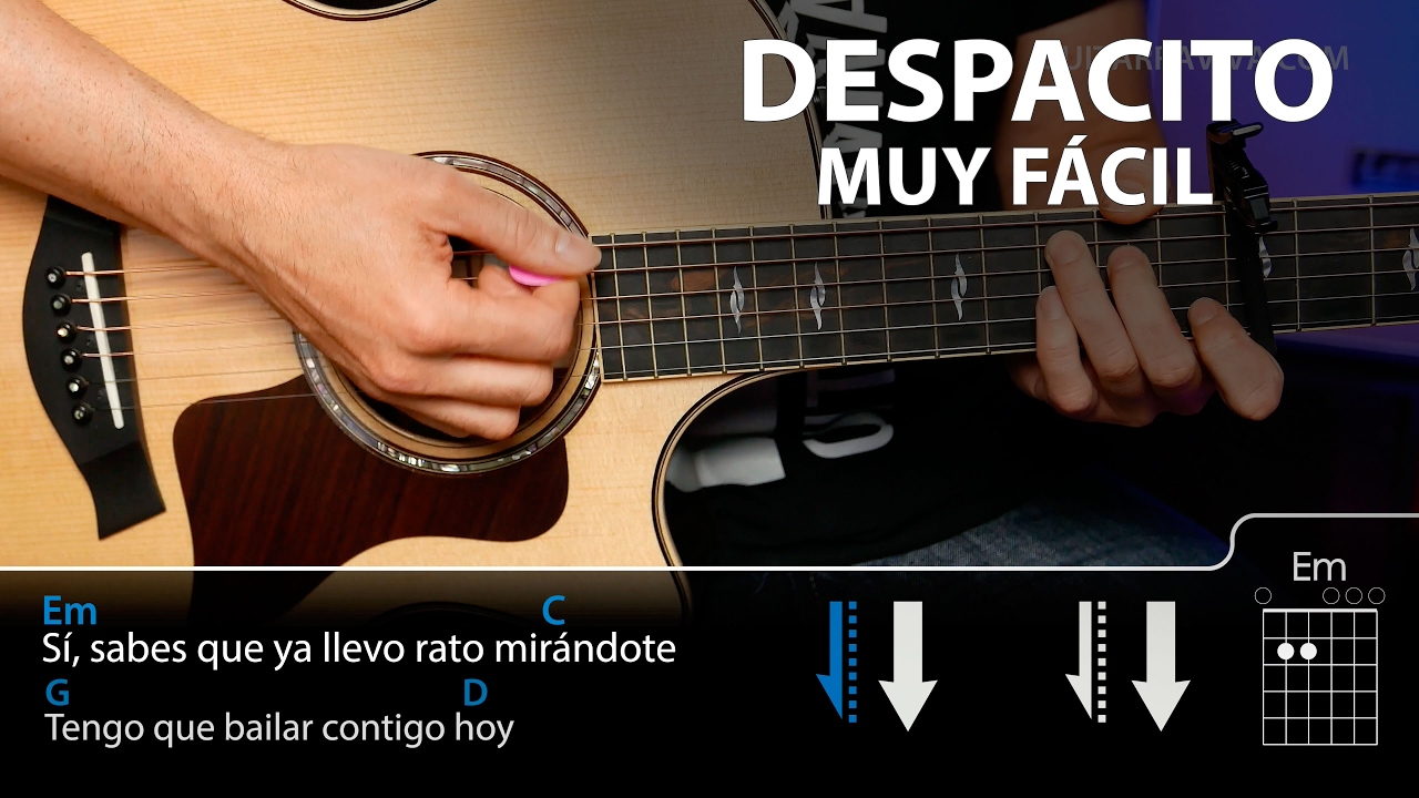 Cómo tocar Despacito fácil en guitarra (sin cejilla) | Guitarraviva