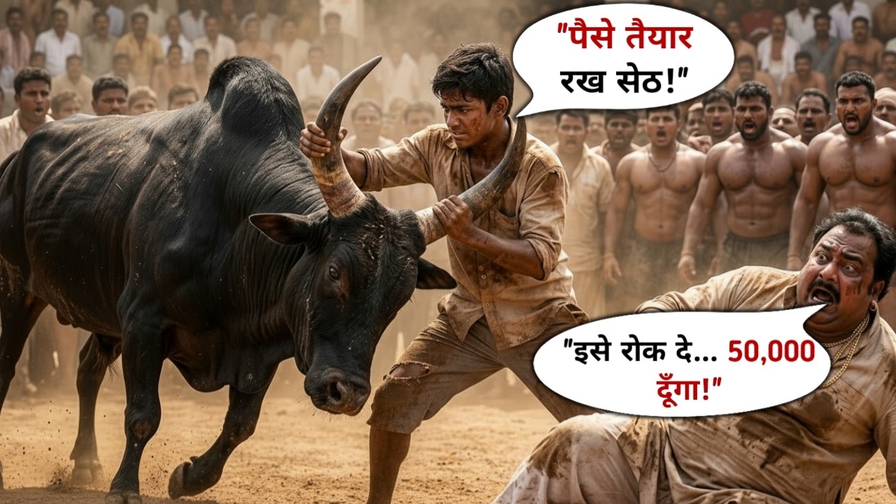 50,000 रुपये के लिए कबाड़ी लड़का खूंखार सांड से भिड़ गया! 😱 | Emotional Hindi Kahani