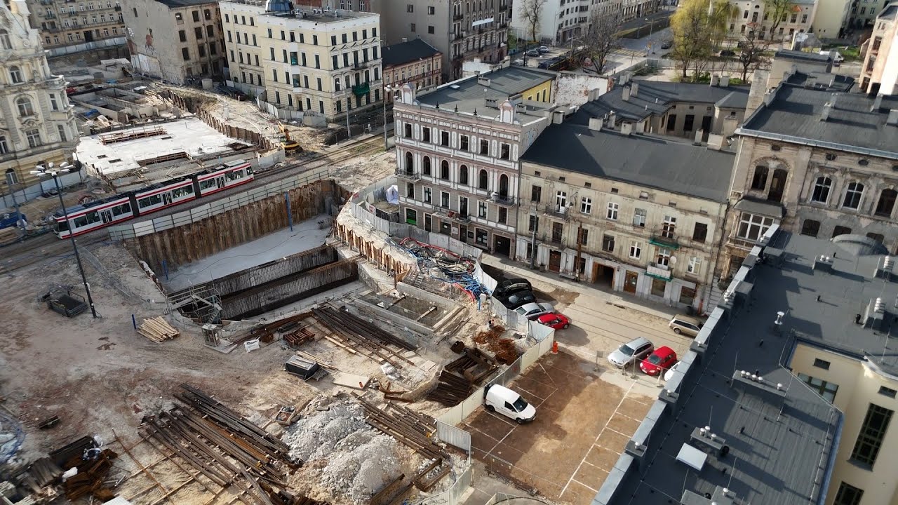 ŁÓDŹ Z LOTU PTAKA 🦅 Budowa przystanku Śródmieście na trasie tunelu średnicowego