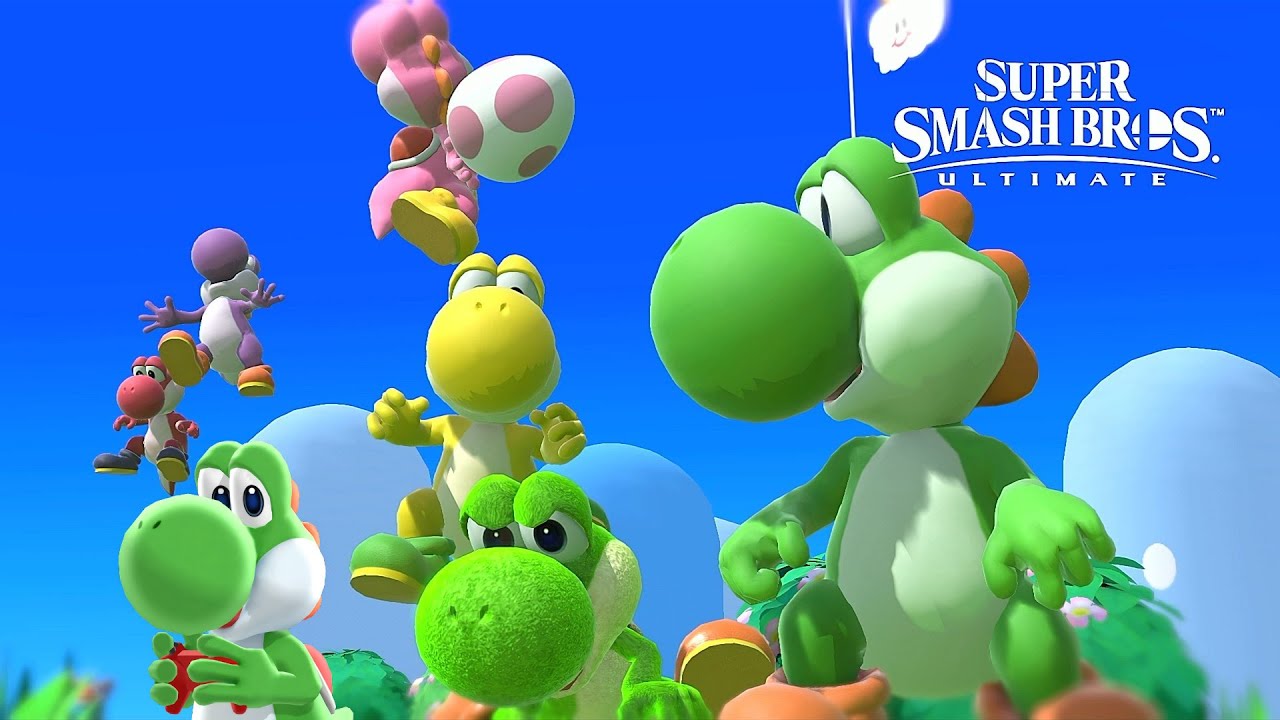 Super Smash Bros Ultimate 8 Yoshis at Yoshi's Island CPU Lv 9
