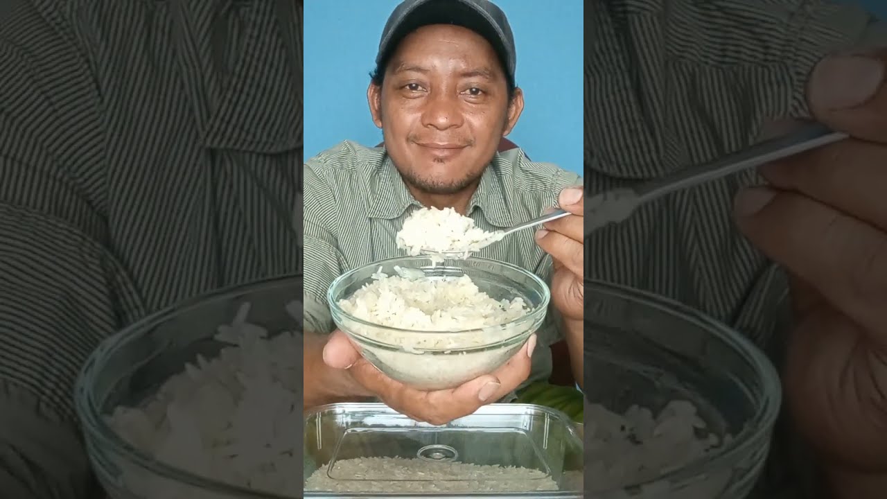 RAW RICE EATHING MAKAN BERAS HASIL PRODAK ALAM CAMPUR SUSU KENTAL MANIS+SANTAN KARA #eatingshow #eat