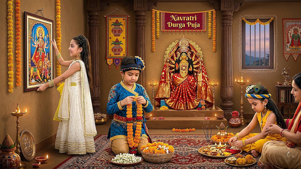 नवरात्रि स्पेशल - बाल कृष्ण और राधा कर रहे मां दुर्गा के स्वागत की तैयारी | यशोमती मैय्या के नंदलाला