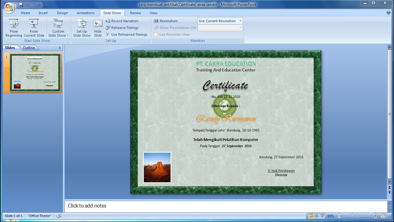 Tutorial PowerPoint 2007 |Cara Membuat Desain Sertifikat(Certificate) Anda Sendiri di PowerPoint