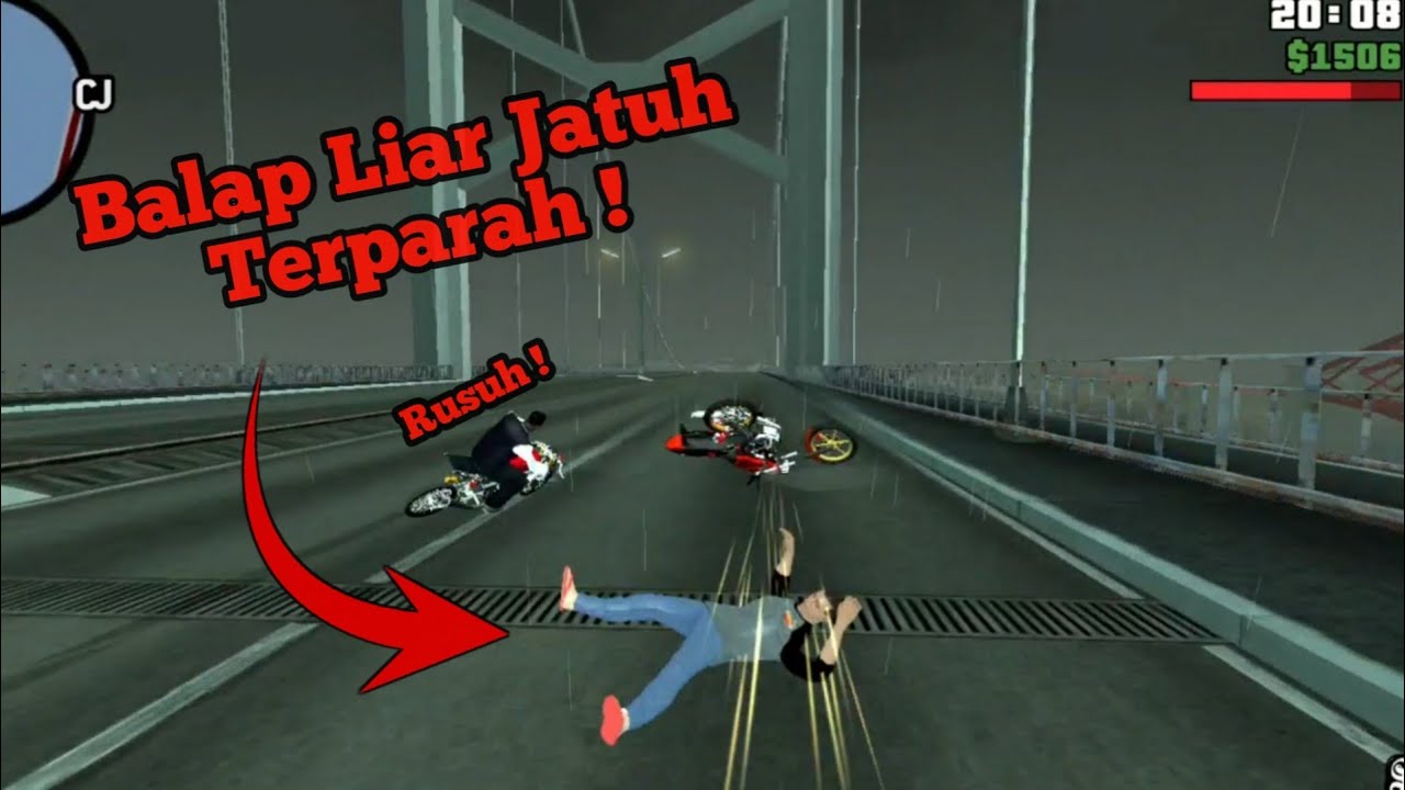 Kumpulan Balap Liar Jatuh Hampir Tewas | Terparah Di Gta Sa Andreas !!