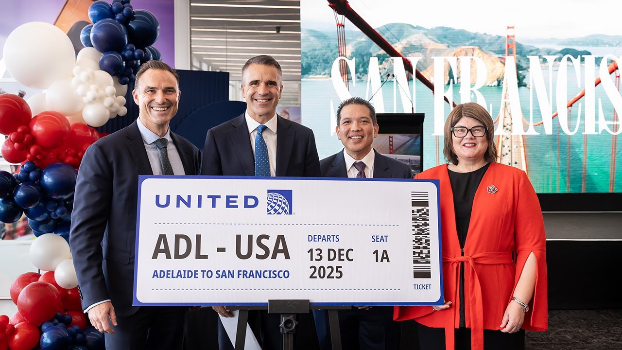 United Airlines Media Announcement at Adelaide Airport