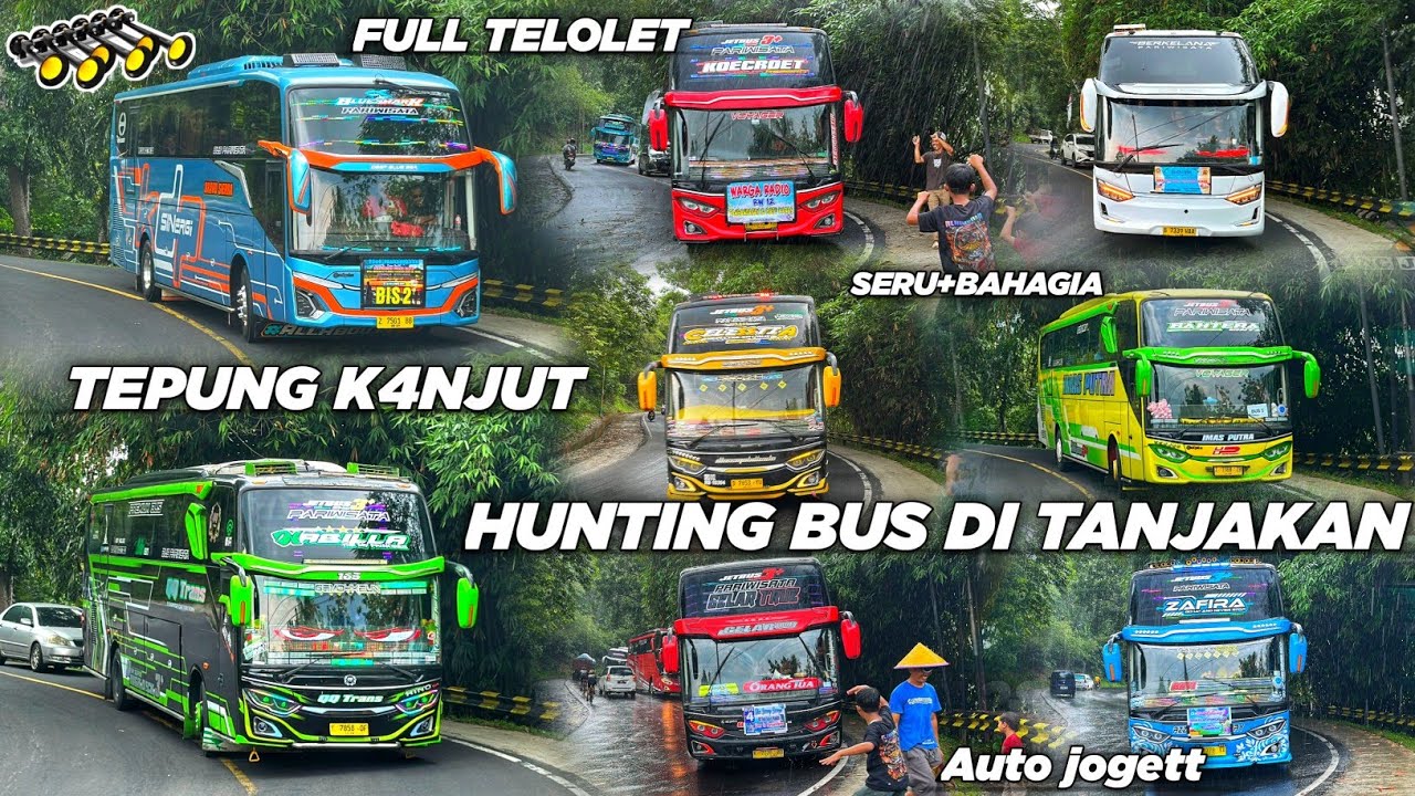 FULL TELOLET BUS BASURI🤩 Hunting Bus di Tanjakan Viral Tepung K4njut‼️ full bus corong atas🤯