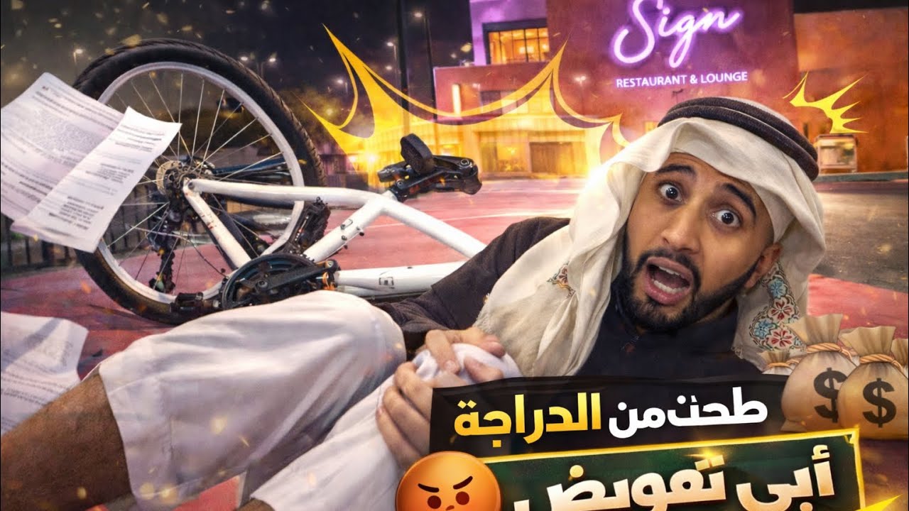 من إعلان إلى إصابة! قصة طيحتي قدام مطعم ساين 🚲💥 😅#سبايكي  
