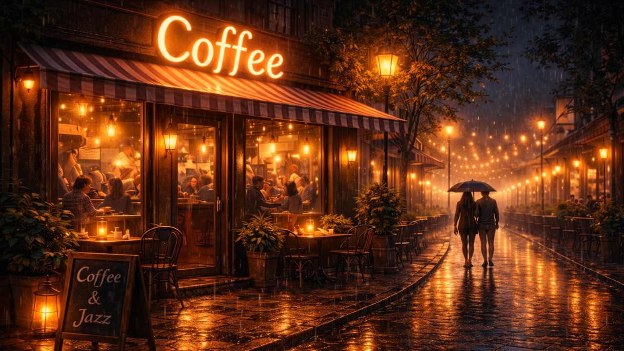 Rainy Night Jazz Café ☕ Lantern Light Sessions