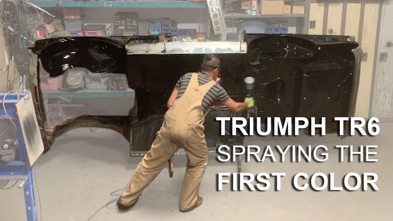 1974 Triumph TR6 restoration - Part 48 - Spraying the bottom