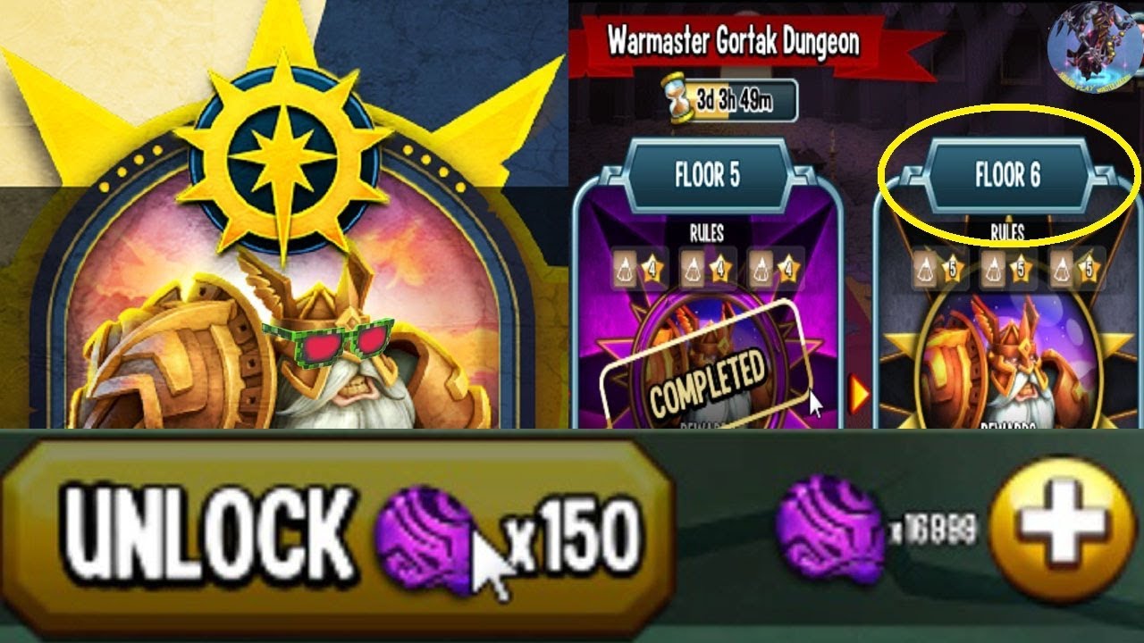 👿Monster Legends : Warmaster Gortak Dungeon FLOOR 6 Review Node Heroic Orbs all cost & Monster Cell