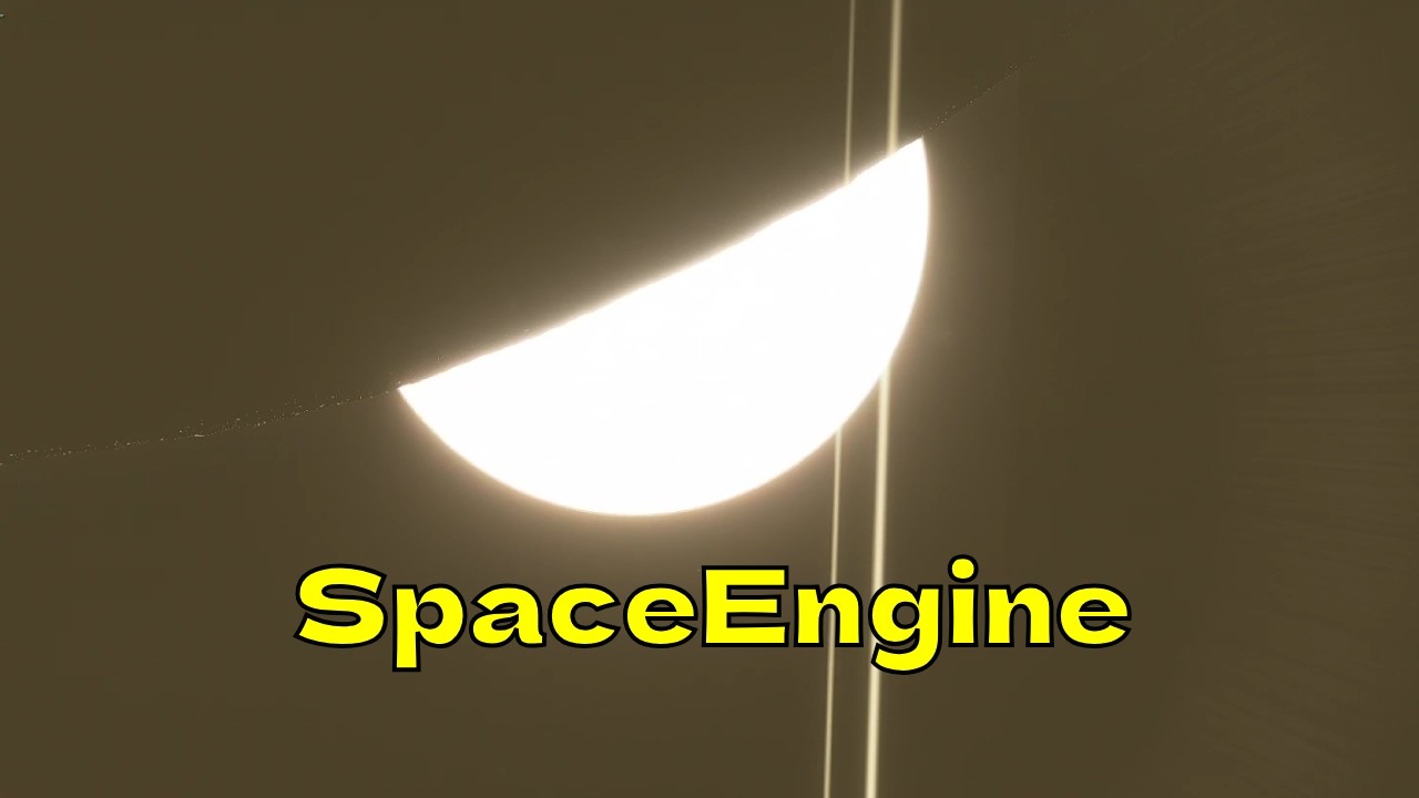 Eclipse on a planet with rings and life | SpaceEngine
