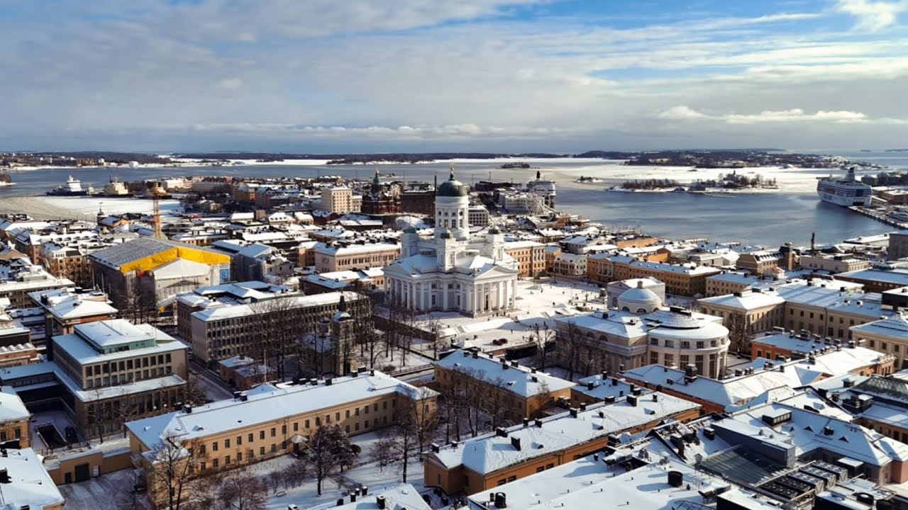 Helsinki from the AIR Tour with Relaxing Ambient Music 🇫🇮 | Helsinki Finland 2025 4K Drone