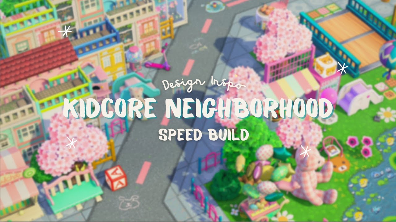 Kidcore Neighborhood Pastel City & Park | ACNH Speed Build | Design Inspo #6