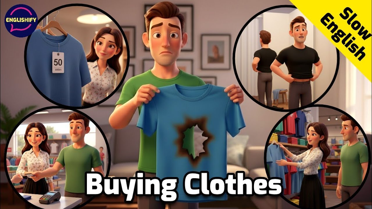 Buying Clothes in English | Easy Conversation at a Clothing Store (A1–A2