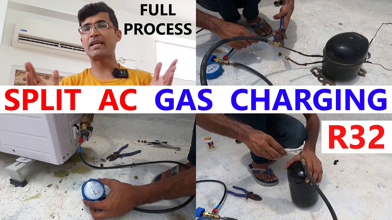 Split AC Gas Charging | Split AC Gas Refilling | Split AC me Gas Kaise Dalte Hai, Gas Charging in AC