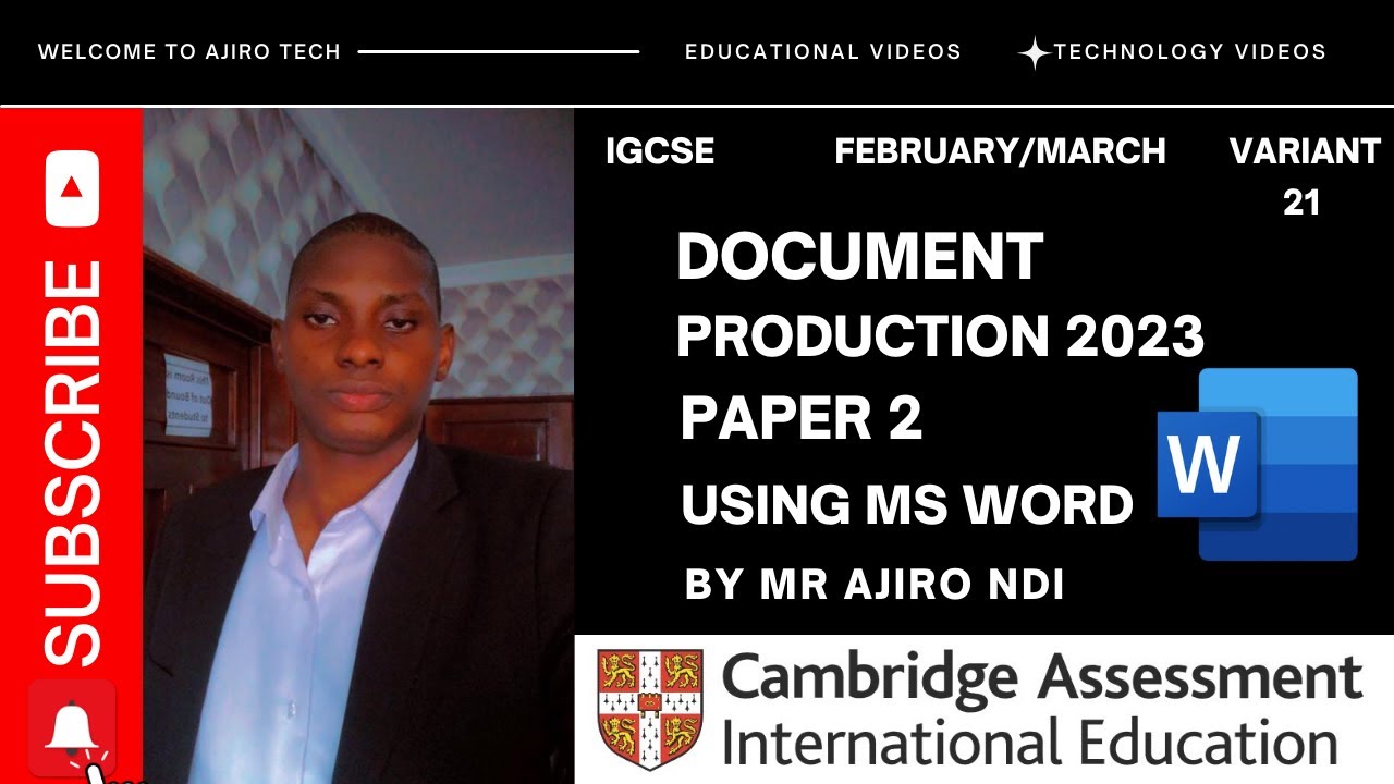 IGCSE ICT (0417/0983) Paper 2 Document Production February March 2023 Variant 21 | Microsoft Word