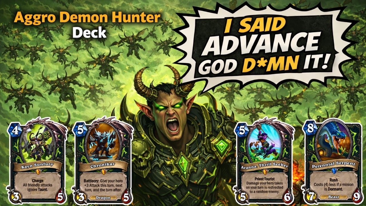Commander ERWIN! — Best Aggro Demon Hunter Deck to Climb Legend — Hearthstone Standard