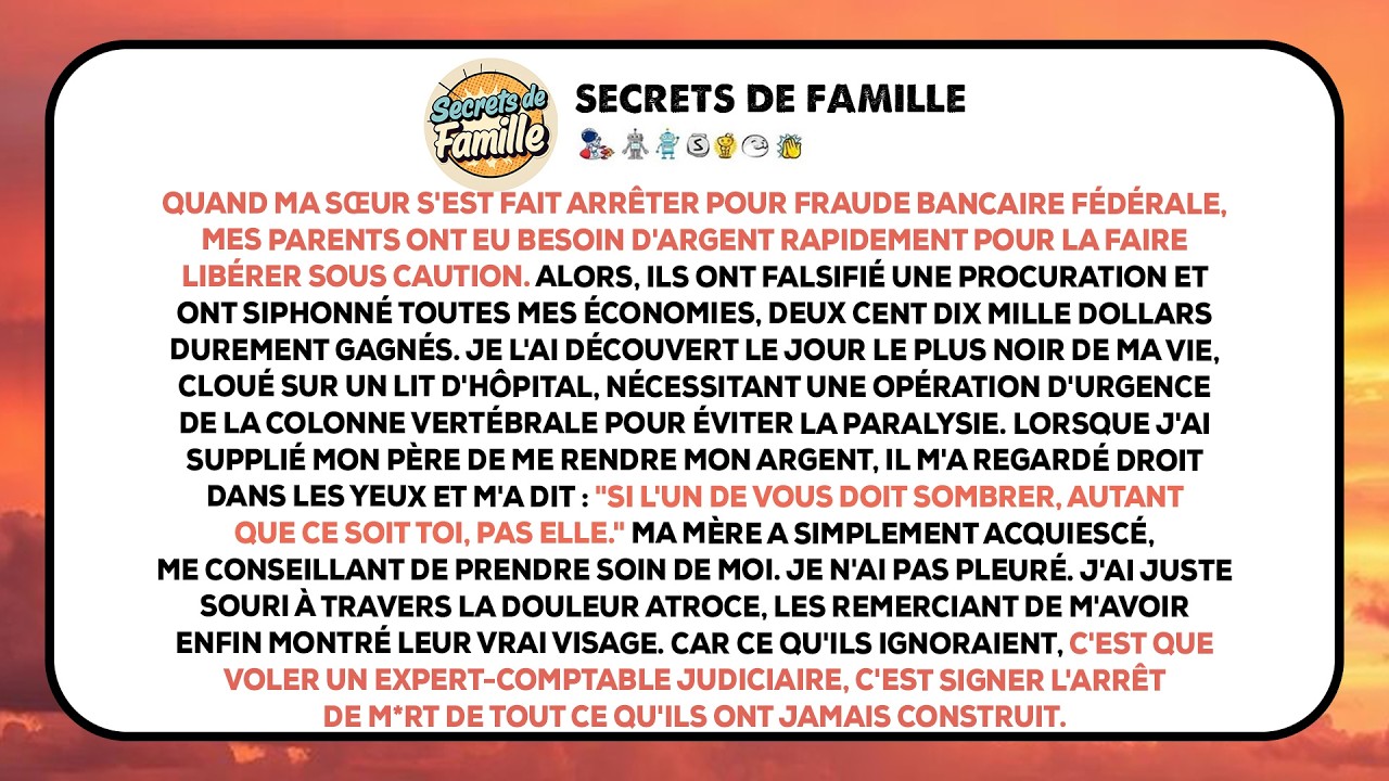 Mes parents ont falsifié une procuration et ont vidé toute mon épargne, soit deux cent dix mille...