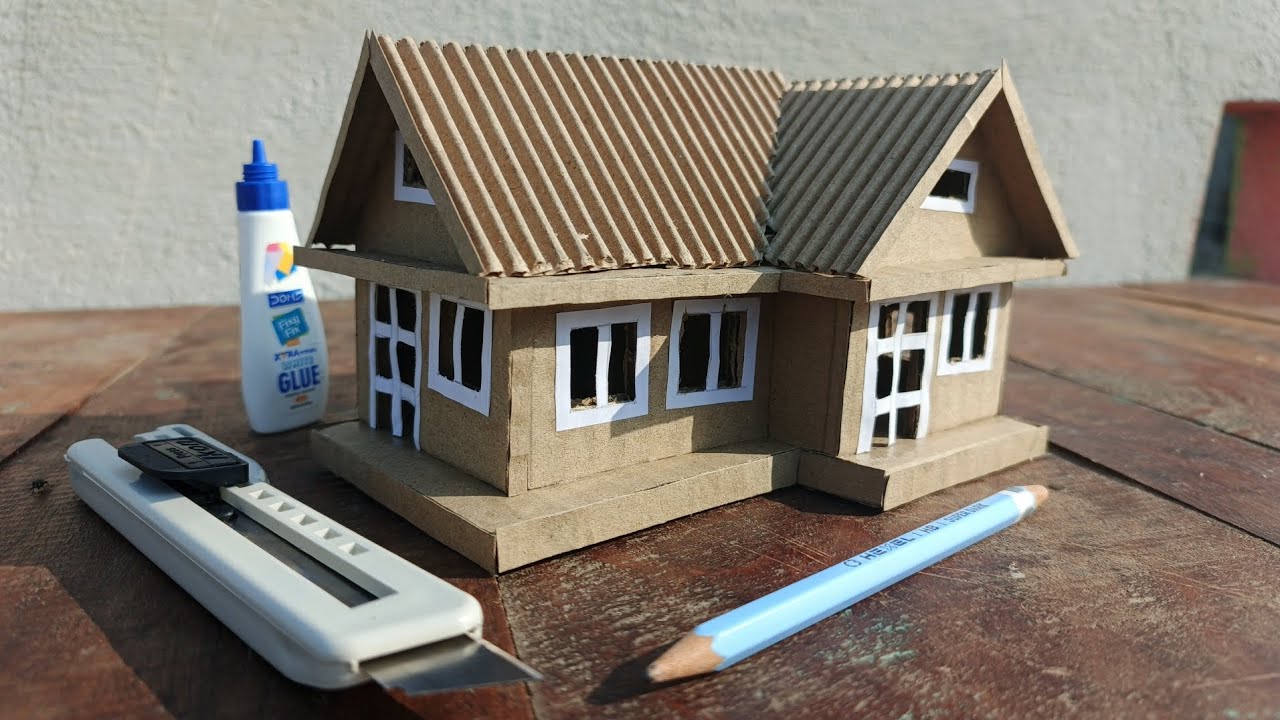 How to make a beautiful cardboard house || Make a cardboard craft || 