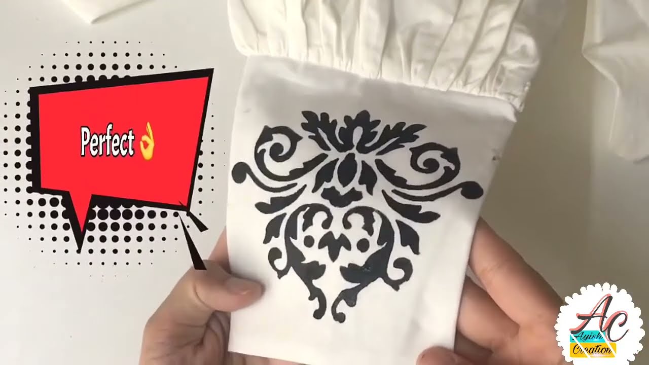 Stencil design || Stencil art || Stencil making technique || Own designed Stenciling in fabric