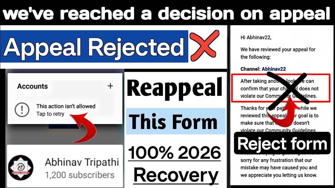 we've reached a decision on your appeal | suspended youtube channel appeal form rejected