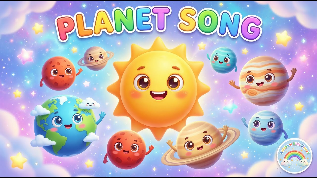 🌞 The Planet Song | Planets of the Solar System Song for Kids | @RainbowKidsPlanet