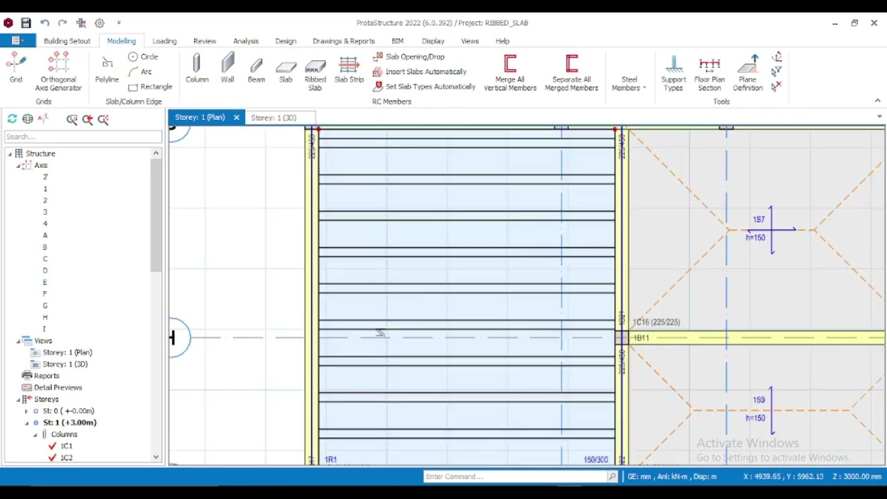 Analysis and design of ribbed slabs on prota