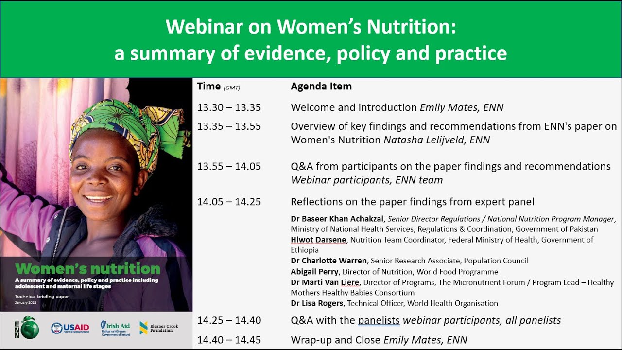 Webinar on Women's Nutrition: a summary of evidence, policy and practice -  27th Jan 2022