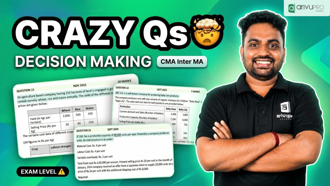 CMA Inter Management Accounting | Crazy Questions on Decision Making  😵‍💫 | ArivuPro