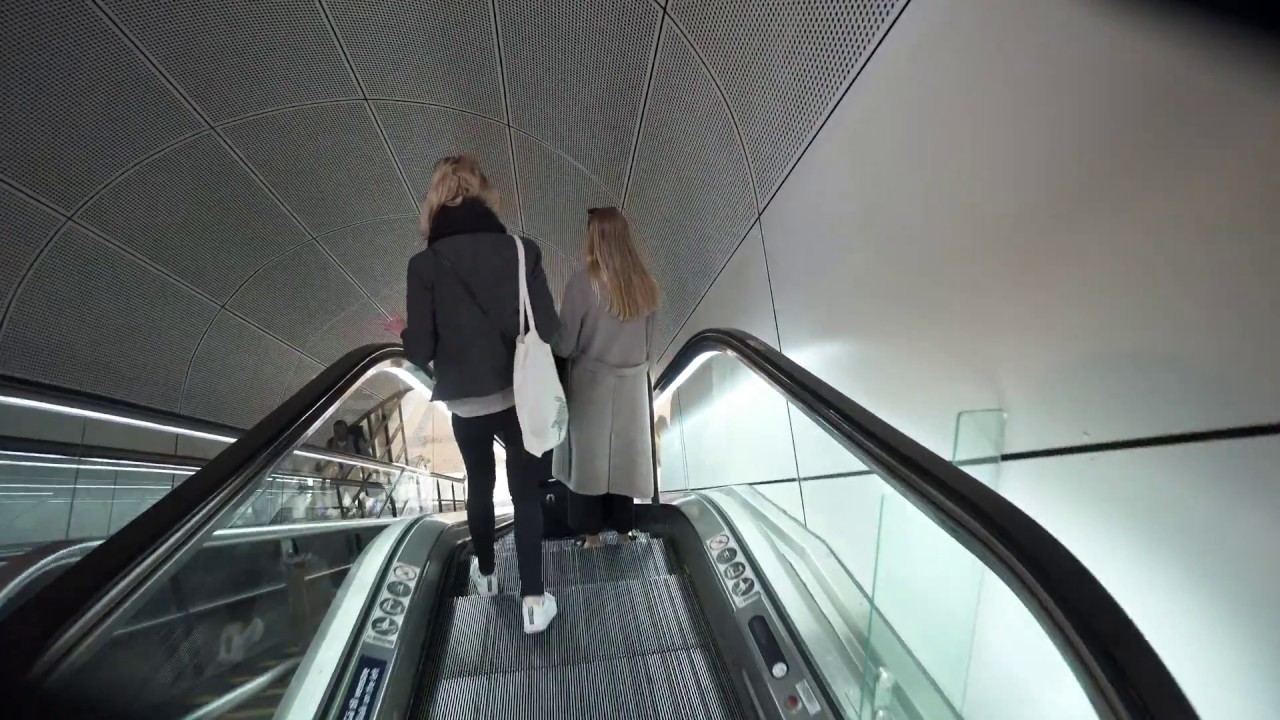 Denmark, Copenhagen, train ride from Central to Nørreport Station, 4X escalator, 4X elevator
