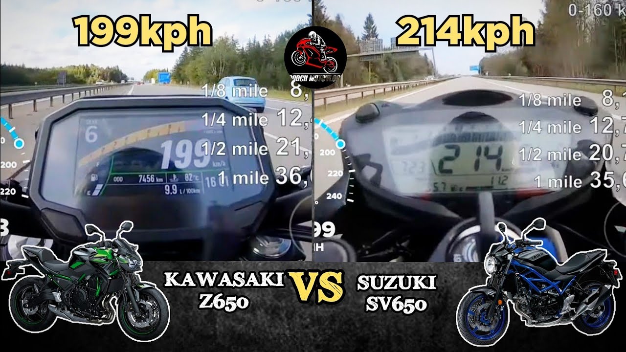 2022 Kawasaki Z650 vs Suzuki SV650 | Top Speed | Acceleration | All Stock🔥🔥